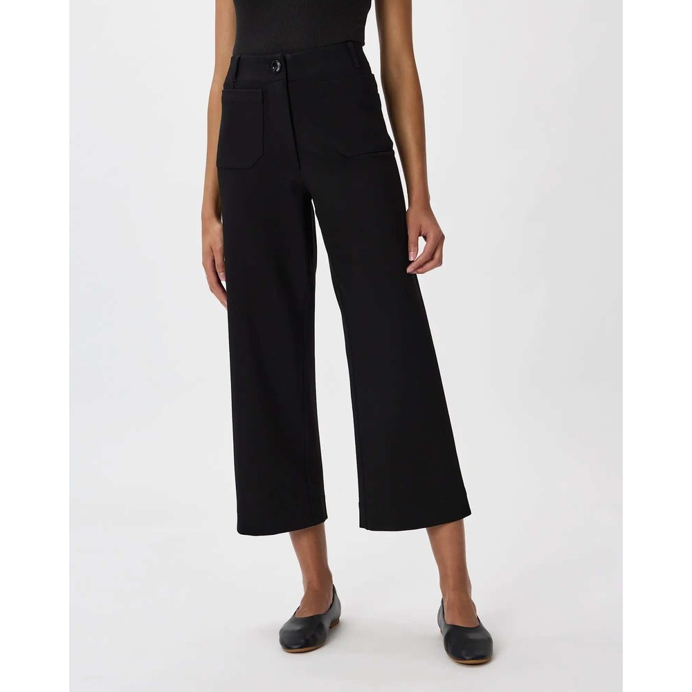 Quince Ultra-Stretch Ponte Wide Leg Crop Pants Black Size 4 NWT